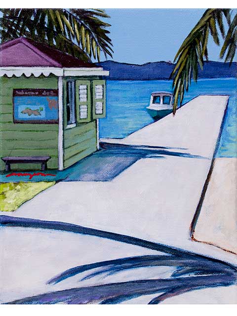 Dock-JostVanDyke_8x10_Acrylic_Ingrid-Manzione