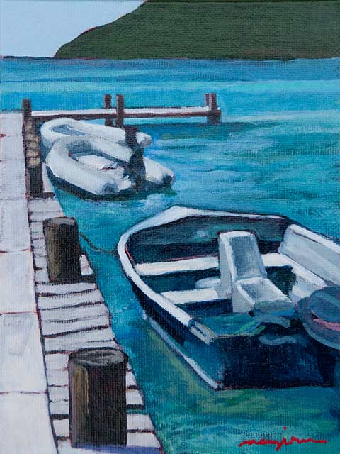 DockBoats-JostVanDyke_6x8_Acrylic_Ingrid-Manzione-