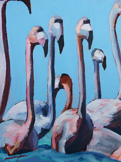 Anegada Flamingos #4 Acrylic Ingrid Manzione