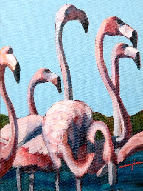 Anegada Flamingos 19 Acrylic Ingrid Manzione-