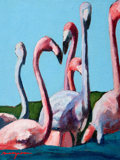 Anegada Flamingos 18 Acrylic_Ingrid Manzione