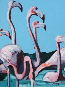 Anegada Flamingos 3 Acrylic Ingrid Manzione